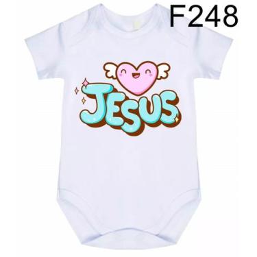 Imagem de Body Bebê Frases Jesus F248 - Meu Bebê, Branco, P