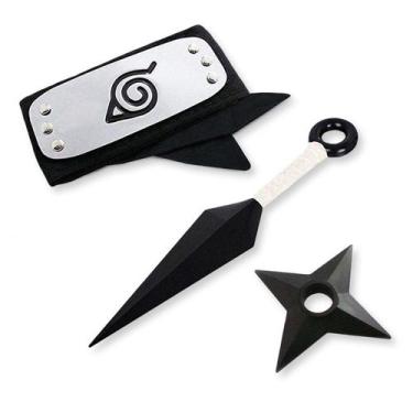 Imagem de Kit Naruto Bandana da Folha + Kunai 22cm + Shuriken 10cm
