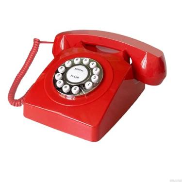 Imagem de Telefones fixos para casa, telefone doméstico com fio TelPal, telefone de mesa retrô, telefone clássico vintage antigo para casa, escritório e hotel, presente de telefone analógico antigo com fio vermelho para idosos