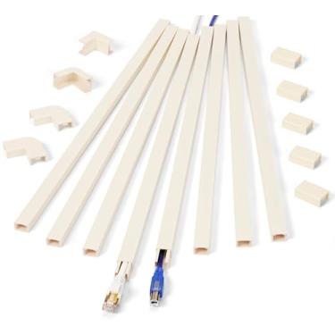 Imagem de Escondedor de parede para um cabo, capas de cabo de 345 cm para fios na parede, parede de cobertura de cabo de fácil instalação, cabos de couro bege para pista de cabos, parede de gerenciamento de