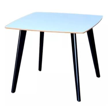 Imagem de Mesa de Jantar Quadrada 90cm Madeira Maciça (Branco, 90 cm, Preto)