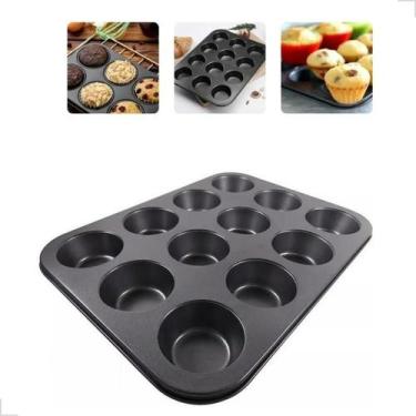 Imagem de Forma Cupcake Antiaderente Teflon 12 Cavas Pão De Queijo Queijadinha -
