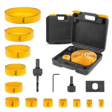 Imagem de Hoteche Conjunto De 16 Peças De Serras Copo Com 12 Serras Copo (3/4" A 5") - Kit Completo Para Marcenaria, Metalurgia, Encanamento E Muito Mais