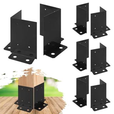 Imagem de Cskunxia 8Pcs Post Anchor Base, Deck Post Base, Suportes de Poste Revestidos com Pó Preto, Suportes de Poste de Madeira para Serviço Pesado para Corrimão de Pérgola, Caixa de Corre (,)