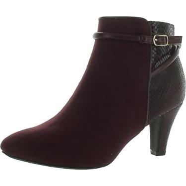 Imagem de Karen Scott Bota feminina Melinaa de couro sintético com bico amêndoa, Vinho micro, 34