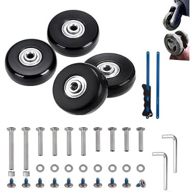 Imagem de 45 mm, 4 peças, rodas de substituição para mala de bagagem, rodas e serrote para estojo de carrinho, sacos de viagem, rodízios, rolamentos, rolamentos, rolamentos, kits de reparo com eixos de 30 mm,