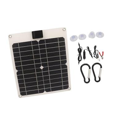 Imagem de Akozon Kit de Painel Solar Akozon 15w, Painel de Carregador de Bateria Solar Monocristalina à Prova d'água, de Energia Portátil para Carros, Barcos, Reboques e Trailers, Saída Dupla 5V 12V (Branco)