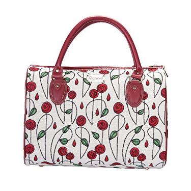 Imagem de Bolsa de viagem Signare Tapeçaria Sacos de fim de semana para mulheres com Charles Rennie Mackintosh Rosa simples e Nouveau (TRAV-RMSP)