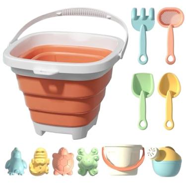 Imagem de Brinquedos de Praia para Crianças - Conjunto De 11 Peças Com Balde E Pás De Areia Dobráveis,Jogos com Moldes e Pás para Atividades de Água e Areia no Verão Portáteis para Crianças e