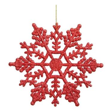 Imagem de Vickerman Floco de neve de plástico com glitter, 10 cm, vermelho, 24 por caixa