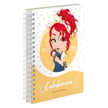 Imagem de Agenda Comercial 2026 Personalizada Capa Dura Cabeleireira Ruiva Cores (Amarela)