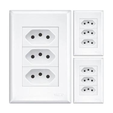 Imagem de Tomada Tripla 10a/250v C/ Placa 4x2 Fame Evidence Kit 3 un.