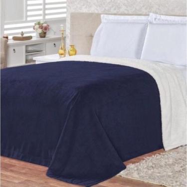 Imagem de Cobertor London Com Manta E Sherpa Queen - Malular, Azul Marinho