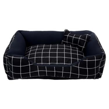 Imagem de Caminha para Cachorro ou Gato Médio Algodão + Ossinho(Xadrez Preto)