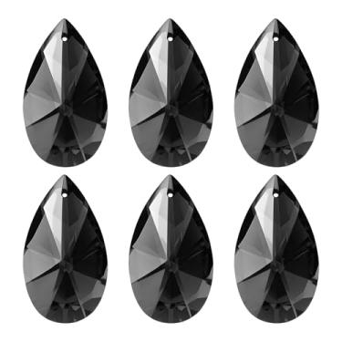 Imagem de PATIKIL Pingentes de cristal K9, contas de gota, pacote com 6 peças de prismas de lustre de 38 mm, contas penduradas, lâmpada DIY para decoração de artesanato, preto