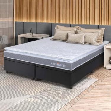Imagem de Conjunto Box Baú Preto Durban Cinza Espuma D28 Queen 158x198x64 - King House