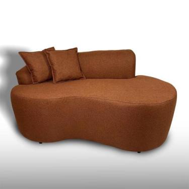 Imagem de Sofá Decorativo Curvo 2 Lugares Feijão Forma Orgânica Linho Trento - A