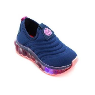 Imagem de Tênis Infantil Menina com Led Botinho EM1201.02 - Azul-Feminino