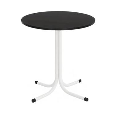 Imagem de Mesa de Jantar Redonda 80cm Branca Tampo Madeira Preto