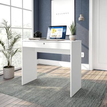 Imagem de Mesa Escrivaninha Politorno Conquista 1 Gaveta MDP Compacta Corrediça Metálica Pintura UV