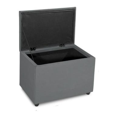 Imagem de Puff Baú 60cm Decorativo Sala Estar Quarto Multiusos Veludo Cor cinza