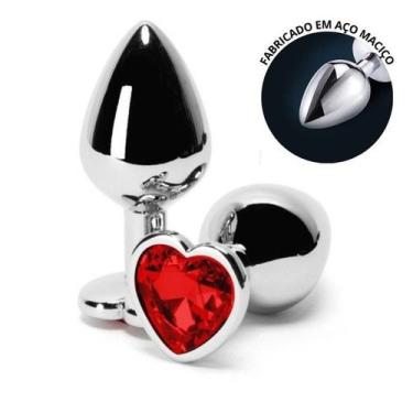 Imagem de Plug Anal com Joia Coração Vermelha Tamanho P 7cm X 2,8cm - SEIMP