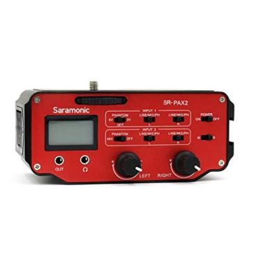 Imagem de Saramonic Adaptador de áudio SR-PAX2 para câmeras sem espelho, DSLR e Black Magic Pocket (vermelho/preto)