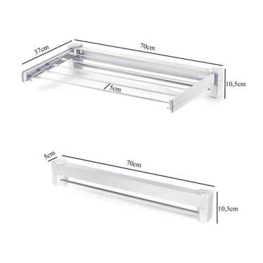 Imagem de Varal Mágico De Parede Retrátil 5 Varetas Seca Roupas