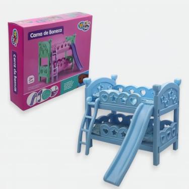 Imagem de Brinquedo Berço de Boneca Beliche Escorregador Criança Infantil Menina Educativo Fácil Montagem Colchão Estampado