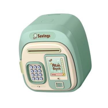 Imagem de Esquirla Cofrinho Cofrinho Desenho Animado Decoração de Mesa Meninos e Meninas Caixa de Poupança Senha Bloqueio Idade 3-8 Anos Meninas Meninos Crianças, Verde