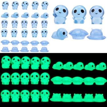 Imagem de 60un. Mini Alienígenas que Brilham no Escuro, Pequenos Brinquedos de Resina Criaturas para Esconder Pegadinhas Lembrancinhas Festa Espacial Sacolas Surpresa Decorações Páscoa Halloween