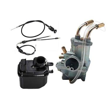 Imagem de HIFROM Carburador com caixa de limpeza de filtro de ar conjunto de cabo de gás do acelerador e substituição do cabo de estrangulamento para Yamaha PW50 PW 50 Yzinger 1981-2009 carburador de