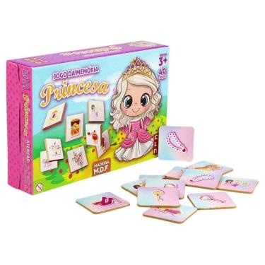 Imagem de Jogo da Memória Princesas com 40 Peças EM Madeira - Tudo em Caixa