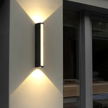 Imagem de Arandelas de parede externas de LED modernas de alumínio IP65 à prova d'água para jardim, lâmpadas de parede internas/externas, iluminação para cima e para baixo para vila, porta da frente, caminho