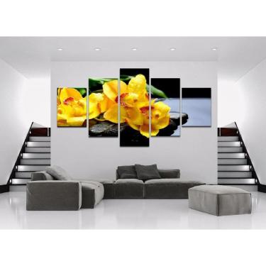Imagem de Quadro Decorativo Orquídea Amarela 5 Peças