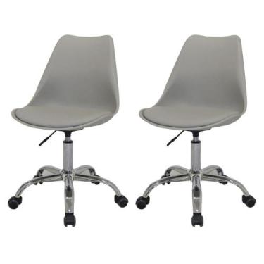 Imagem de Kit 2 Cadeiras Giratórias Office Luísa Rivatti Assento PP Cinza Base R