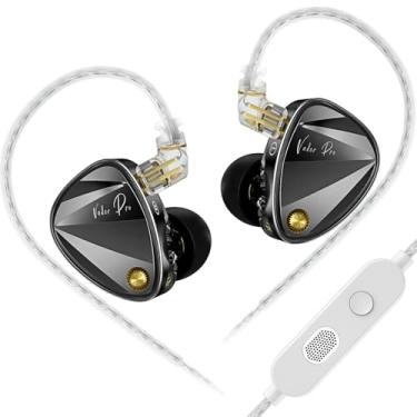 Imagem de Fones de ouvido intra-auriculares triplos dinâmicos profissionais, fones de ouvido intra-auriculares KZ Vader Pro, 6 fones de ouvido HiFi para cantor, músico, engenheiro de áudio (com microfone