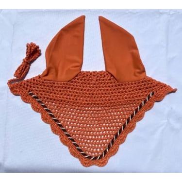 Imagem de Touca de orelha de cavalo chapéu de orelha, capô, capô, máscara, véu de mosca, algodão feito à mão (cenoura, pônei)