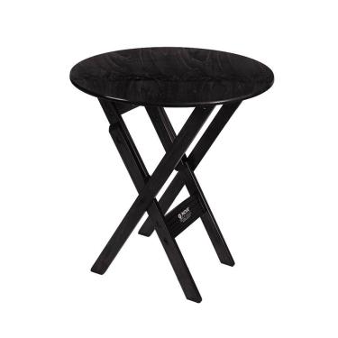 Imagem de Mesa Madeira Redonda 68cm Diametro Dobravel Jantar Cozinha Preto