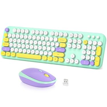 Imagem de Dilter Combo de teclado e mouse sem fio, teclado de tamanho completo de máquina de escrever com teclado numérico e mouse conectado 2 em 1 USB Plug Play para Windows 7/8/10, laptop, desktop, PC,