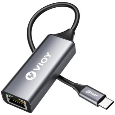 Imagem de VIOY Adaptador USB C para Ethernet, adaptador de rede RJ45 para USB C de 1 Gbps, dongle portátil tipo C para Ethernet compatível com Thunderbolt 4/3, MacBook Pro/Air, iPhone 16/15 Pro/Max, iPad, XPS