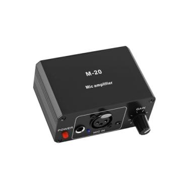 Imagem de Pré-amplificador de microfone, amplificador de microfone recarregável de alto ganho com 2 entradas, potência de 48 V, saída XLR, baixo ruído, para microfones dinâmicos e condensadores