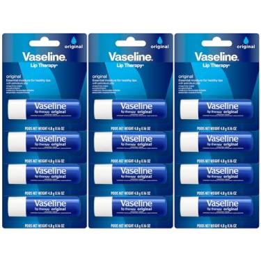 Imagem de Vaseline Lip Therapy Original Pacote com 12 – Protetor labial hidratante para lábios muito secos, 4,5 g Ea