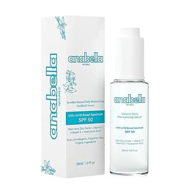 Imagem de Sérum hidratante mineral natural e invisível com FPS 50, leve, não oleoso, com ácido hialurônico, niacinamida, vitamina C, vitamina E e óxido de zinco não nano