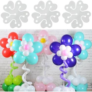 Imagem de ROYALHOUSE Clipes de balão de flores, suporte de 5 clipes de balão em forma de flor, para festas, casamentos, chás de bebê, conectores reutilizáveis (transparente, pacote com 50)
