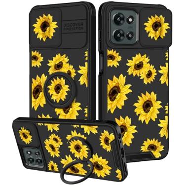 Imagem de Funermei Capa para Moto G 5G 2025 - Capa de telefone feminina bonita estética girassol flor floral design exclusivo com capa de câmera e suporte de anel Funda para Motorola G 5G 2025