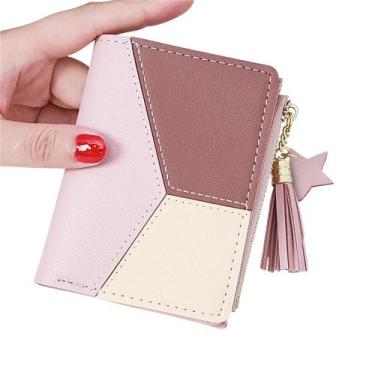 Imagem de Carteira Slim Feminina Couro Porta Cartão Chaveiro Premium - Hxt, Rosa