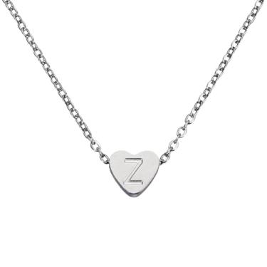 Imagem de PATIKIL Colar de coração com inicial para mulheres, banhado a ouro 18K, corrente de aço inoxidável delicada, nome personalizado, letra Z, colares com pingente para mulheres, joias, presentes, tom