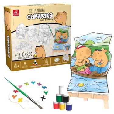 Imagem de Brincadeira de Criança Kit Pintura Infantil Para Colorir Capivara Cozy & Comfy