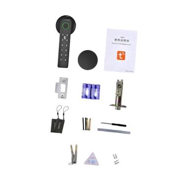 Imagem de IEUDNS Fechadura de porta com impressão digital e chaves físicas, maçaneta biométrica, fechadura digital eletrônica com suporte para vários idiomas para